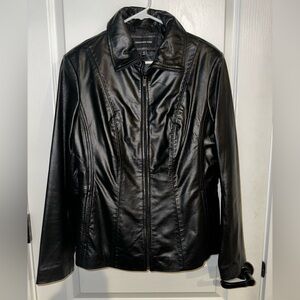 Jones New York Women's Black Leather Jacket